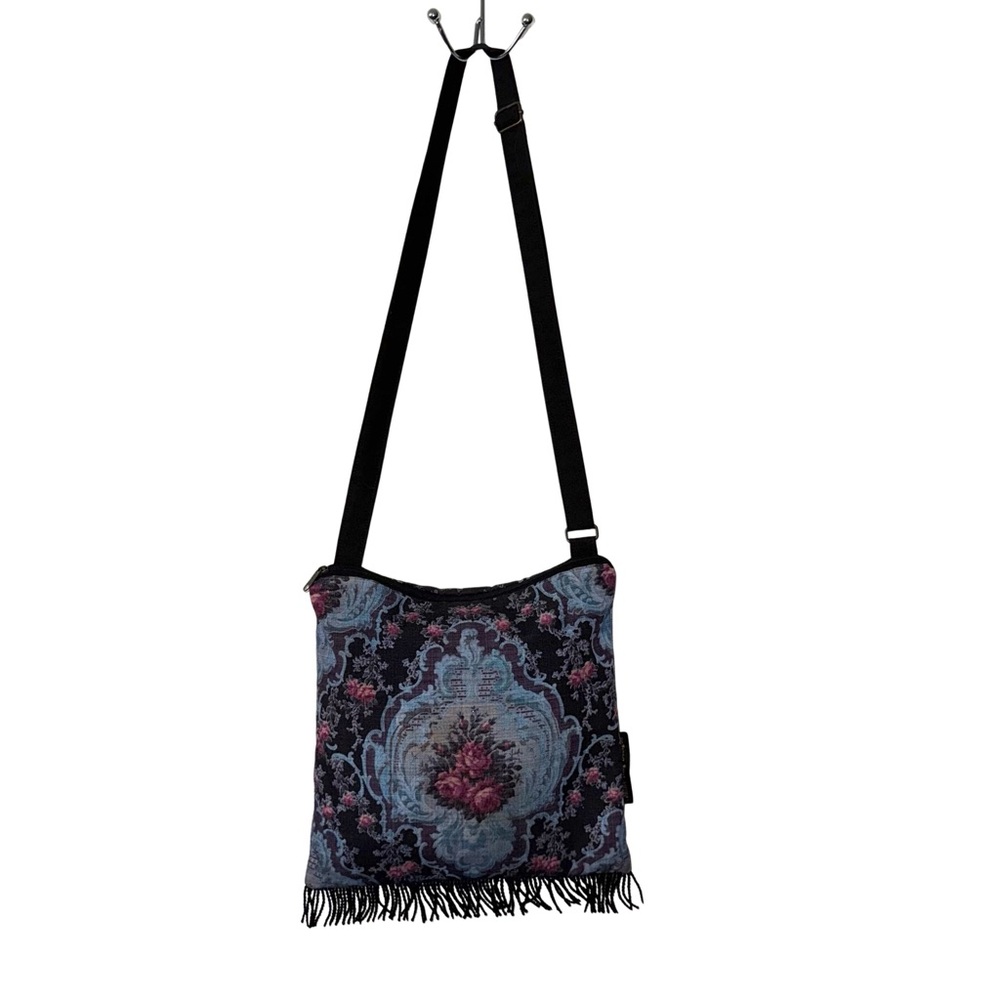 Boho Fabric Hobo Bag with pockets Retro Floral Hippie Bag Fringe Purse Crossbody - Picture 2 of 8